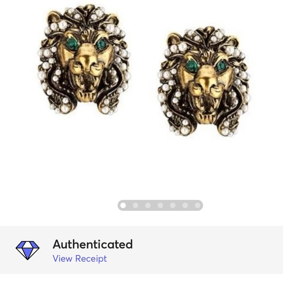 Gucci Lion faux pearl-embellished clip earrings - Picture 9 of 9